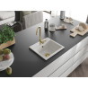 Mexen Milo 1-bowl granite sink 435 x 410 mm, white, golden siphon - 6505441000-20-G