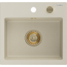 Mexen Milo 1-bowl granite sink 435 x 410 mm, beige, gold siphon - 6505441000-69-G