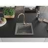 Mexen Milo granite sink 1-bowl 435 x 410 mm, gray, gold siphon - 6505441000-71-G