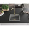 Mexen Milo granite sink 1-bowl 435 x 410 mm, grey, golden siphon - 6505441000-71-G