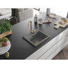 Mexen Milo granite sink 1-bowl 435 x 410 mm, gray, gold siphon - 6505441000-71-G