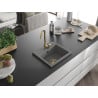 Mexen Milo granite sink 1-bowl 435 x 410 mm, grey, golden siphon - 6505441000-71-G