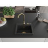 Mexen Milo granit sink 1-bowl 435 x 410 mm, black/silver metallic, gold siphon - 6505441000-73-G