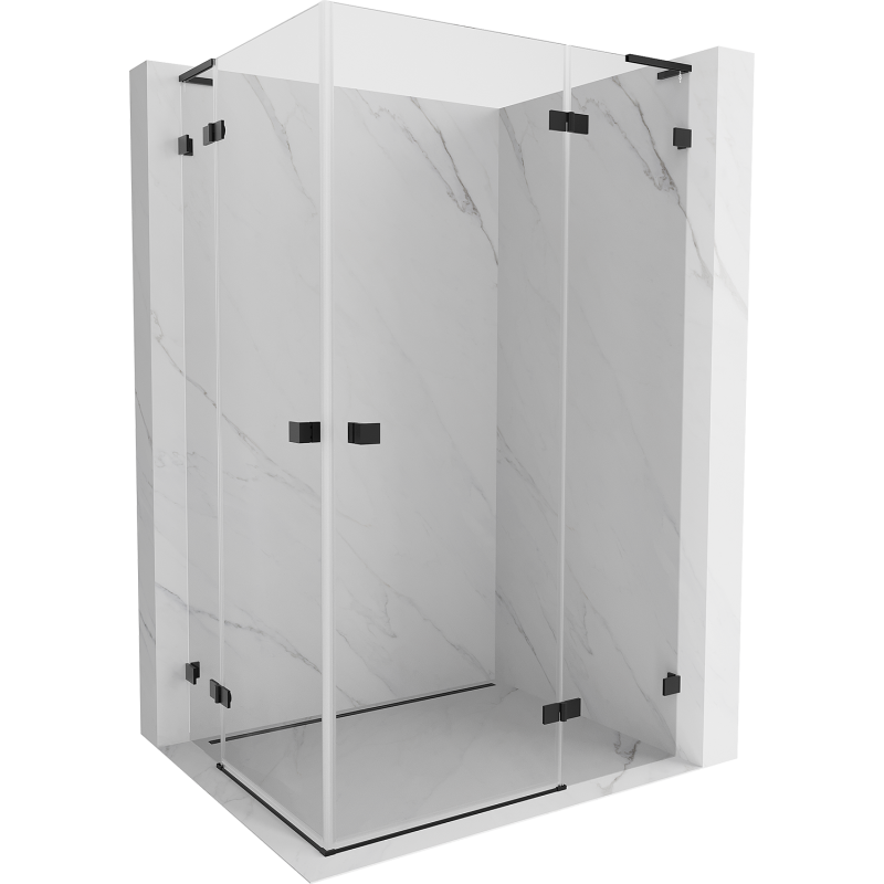 Mexen Lunar L Duo right-hinged shower cabin 120 x 80 cm, transparent, black - 834L-120P-080L-70-00