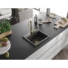 Mexen Milo granite sink 1-bowl 435 x 410 mm, black speckled, golden siphon - 6505441000-76-G