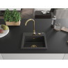 Mexen Milo 1-bowl granite sink 435 x 410 mm, black speckled, gold siphon - 6505441000-76-G