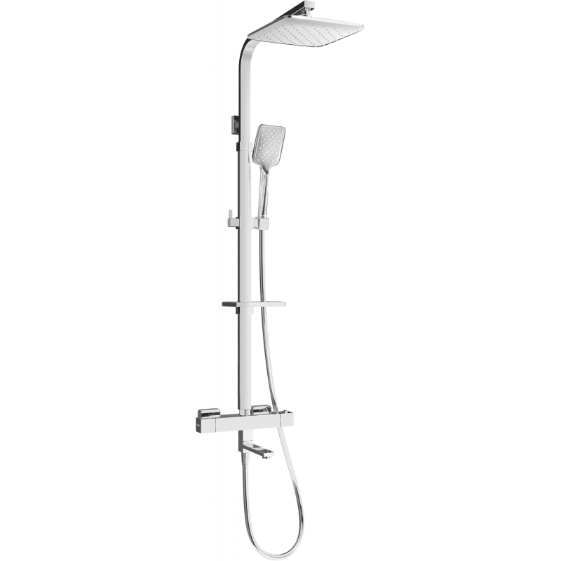 Mexen CQ62 bathtub and shower set with rain shower and thermostatic faucet, chrome - 779106295-00