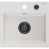 Mexen Milo 1-Bowl Granite Sink 435 x 410 mm, White, Black Trap - 6505441000-20-B
