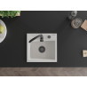 Mexen Milo 1-Bowl Granite Sink 435 x 410 mm, White, Black Trap - 6505441000-20-B