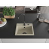 Mexen Milo granite single-bowl sink 435 x 410 mm, beige, black siphon - 6505441000-69-B
