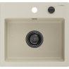 Mexen Milo 1-compartment granite sink 435 x 410 mm, Beige, siphon Black - 6505441000-69-B