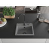 Mexen Milo 1-bowl granite sink 435 x 410 mm, gray, black siphon - 6505441000-71-B