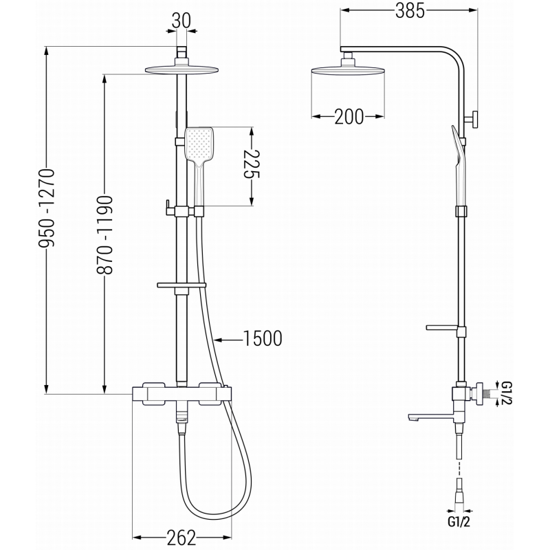 Mexen CQ62 bathtub-shower set with rain shower and thermostatic faucet, white - 779106295-20