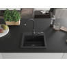Mexen Milo granite kitchen sink single-bowl 435 x 410 mm, black/silver metallic, black siphon - 6505441000-73-B
