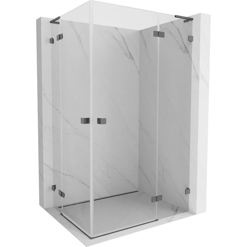 Mexen Lunar L Duo right swing shower cabin 100 x 75 cm, transparent, brushed gun gray - 834L-100P-075L-66-00