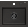 Mexen Milo 1-compartment granite sink 435 x 410 mm, Black/Gold metallic, siphon Black - 6505441000-75-B