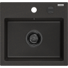 Mexen Milo granite 1-bowl kitchen sink 435 x 410 mm, black/gold metallic, black siphon - 6505441000-75-B