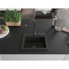 Mexen Milo single-bowl granite sink 435 x 410 mm, black/gold metallic, black siphon - 6505441000-75-B