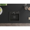 Mexen Milo single-bowl granite sink 435 x 410 mm, black/gold metallic, black siphon - 6505441000-75-B