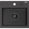 Mexen Milo 1-compartment granite sink 435 x 410 mm, spotted black, siphon Black - 6505441000-76-B