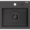 Mexen Milo granite sink 1-bowl 435 x 410 mm, black speckled, black siphon - 6505441000-76-B