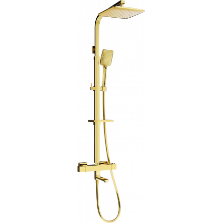 Mexen CQ62 bath-shower set with rainfall shower and thermostatic faucet, gold - 779106295-50