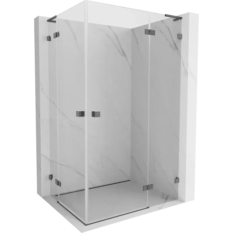 Mexen Lunar L Duo Shower Enclosure Hinged Right 120 x 75 cm, Transparent, Brushed Gun Gray - 834L-120P-075L-66-00