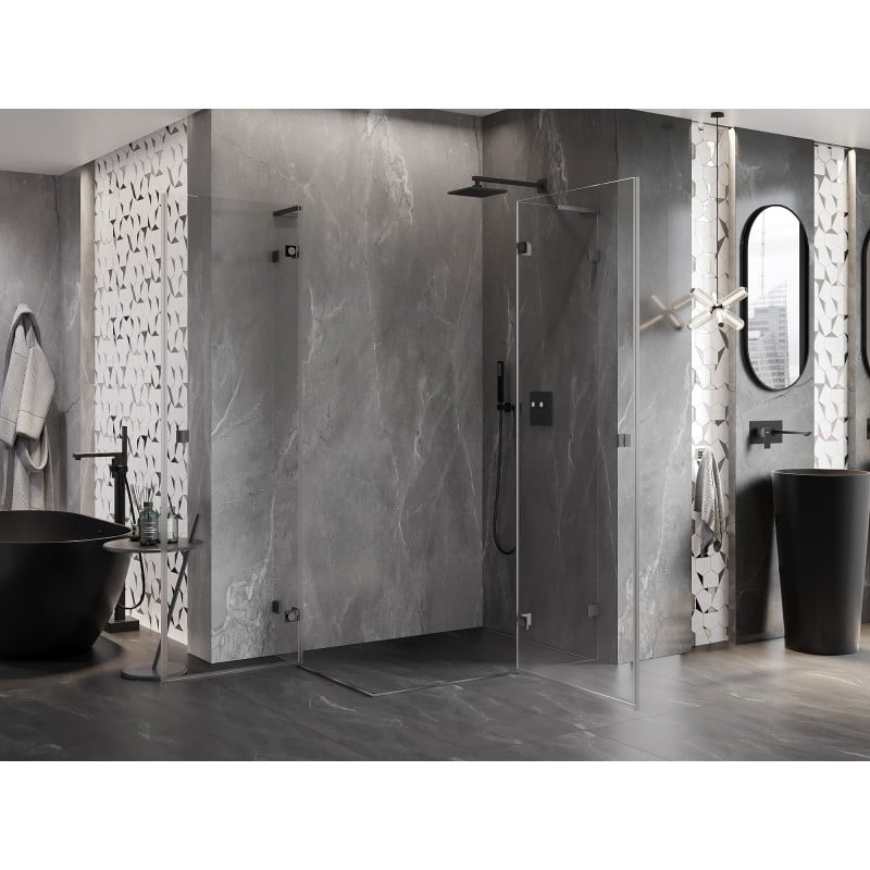 Mexen Lunar L Duo right-hand hinged shower cabin 120 x 80 cm, transparent, brushed gun gray - 834L-120P-080L-66-00