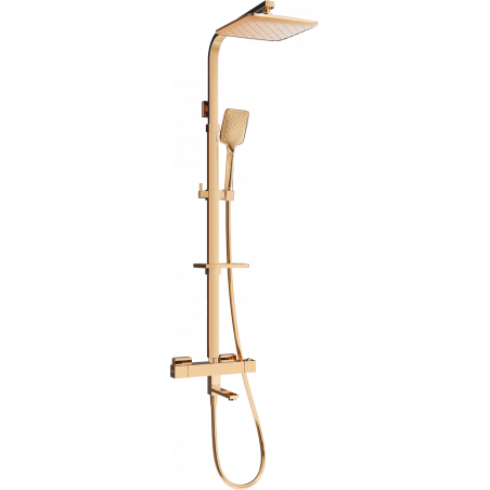 Mexen CQ62 bath-shower set with rain shower and thermostatic faucet, rose gold - 779106295-60