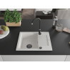 Mexen Enzo granite sink 1-bowl with drainer 576 x 465 mm, white, black siphon - 6506571005-20-B