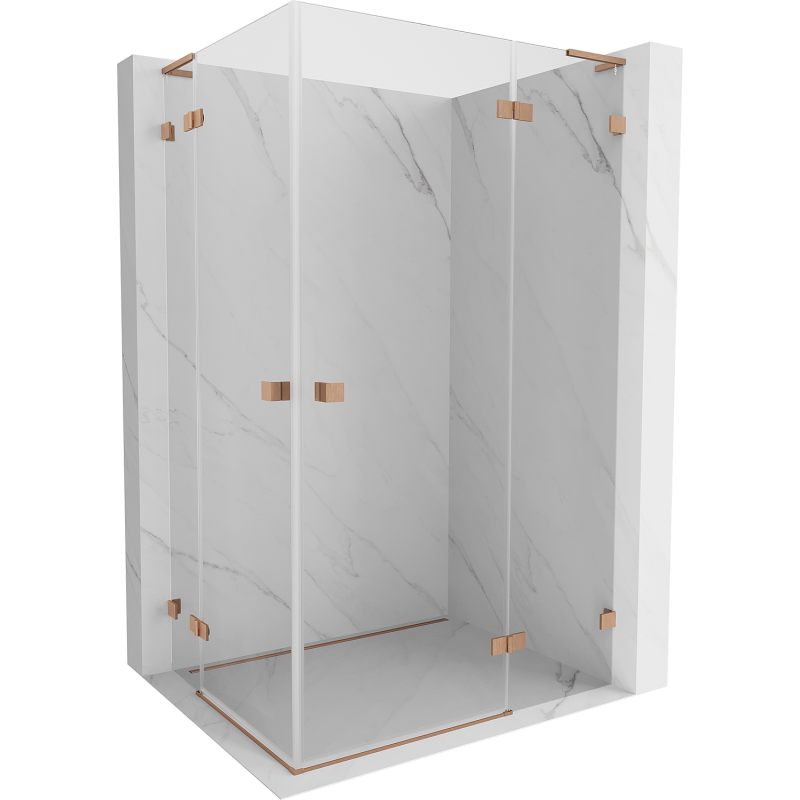 Mexen Lunar L Duo right-hinged shower cabin 90 x 75 cm, transparent, brushed copper - 834L-090P-075L-65-00