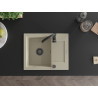 Mexen Enzo granite kitchen sink with 1 bowl and drainer 576 x 465 mm, beige, black siphon - 6506571005-69-B