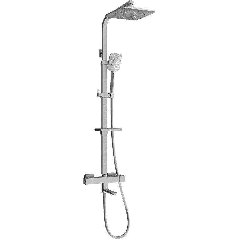 Mexen CQ62 bathtub-shower set with rain shower and thermostatic mixer, gun gray brushed - 779106295-66