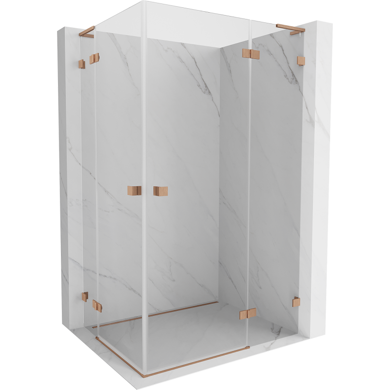 Mexen Lunar L Duo shower cabin right hinged 100 x 75 cm, transparent, brushed copper - 834L-100P-075L-65-00