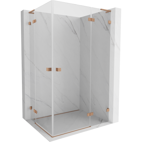 Mexen Lunar L Duo shower cabin right hinged 100 x 75 cm, transparent, brushed copper - 834L-100P-075L-65-00