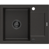 Mexen Enzo 1-compartment granite sink with a drip tray 576 x 465 mm, Black/Gold metallic, siphon Black - 6506571005-75-B