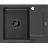 Mexen Enzo 1-compartment granite sink with a drip tray 576 x 465 mm, spotted black, siphon Black - 6506571005-76-B