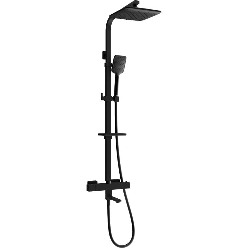 Mexen CQ62 bath and shower set with a rainmaker and thermostatic mixer tap, Black - 779106295-70