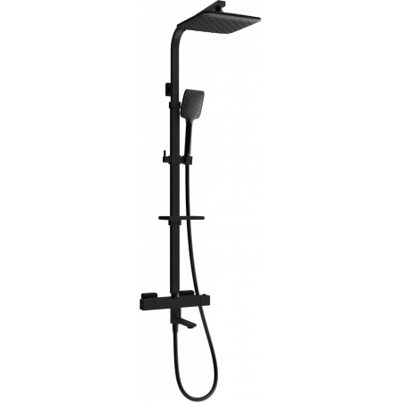 Mexen CQ62 bathtub and shower set with rain shower and thermostatic faucet, black - 779106295-70