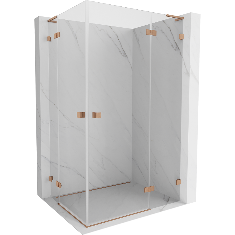 Mexen Lunar L Duo right-side hinged shower cabin 115 x 105 cm, transparent, brushed copper - 834L-115P-105L-65-00