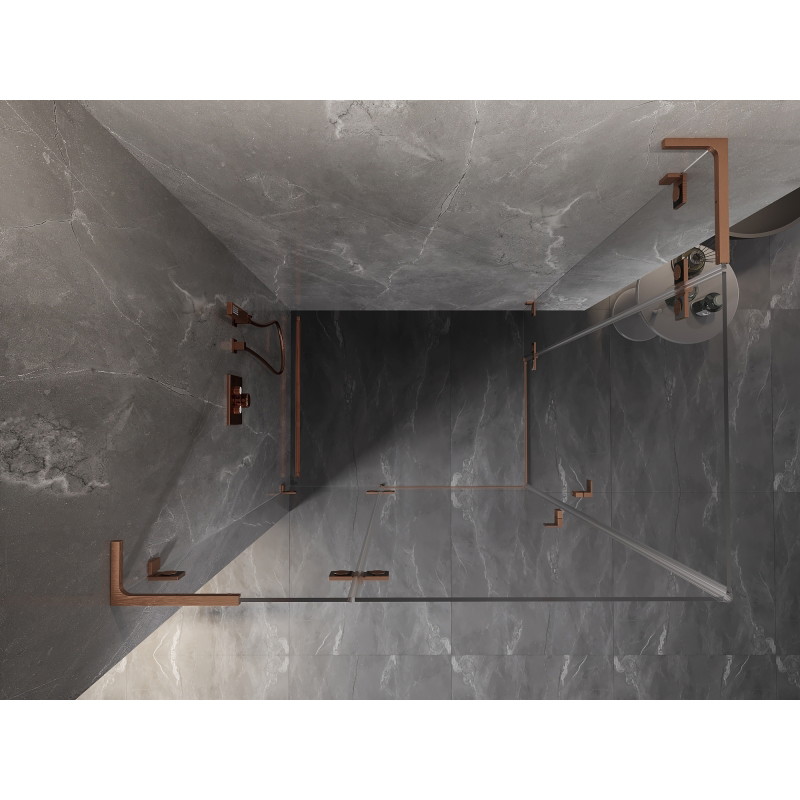 Mexen Lunar L Duo Shower Enclosure Right-Handed 115 x 110 cm, Transparent, Brushed Copper - 834L-115P-110L-65-00