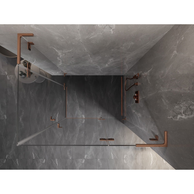 Mexen Lunar L Duo Shower Enclosure Right-Handed 115 x 110 cm, Transparent, Brushed Copper - 834L-115P-110L-65-00