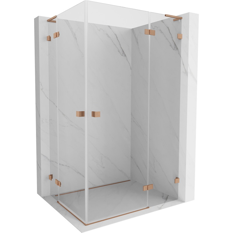 Mexen Lunar L Duo Shower Enclosure Right-Handed 115 x 110 cm, Transparent, Brushed Copper - 834L-115P-110L-65-00