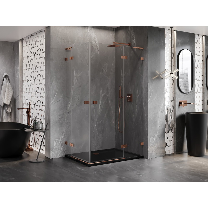 Mexen Lunar L Duo Shower Cabin Hinged Right 75 x 70 cm, Transparent, Rose Gold - 834L-075P-070L-60-00