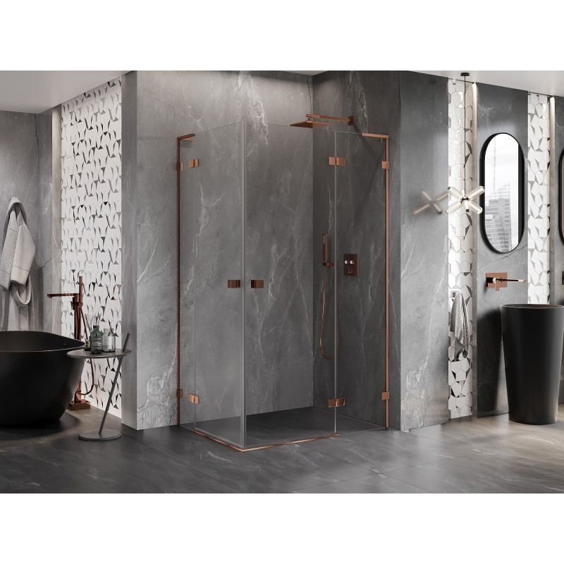 Mexen Lunar L Duo Shower Cabin Hinged Right 75 x 70 cm, Transparent, Rose Gold - 834L-075P-070L-60-00