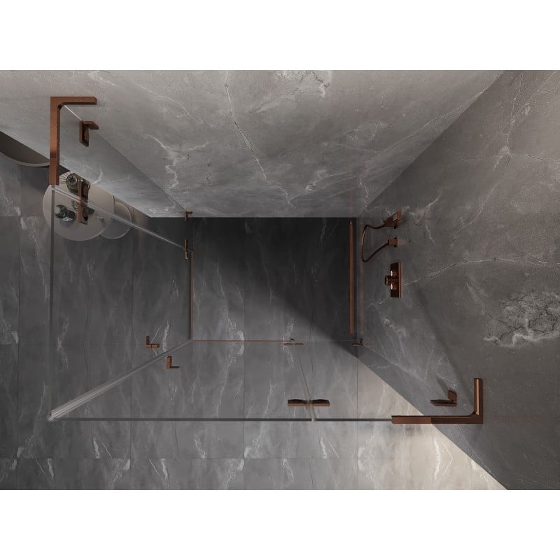 Mexen Lunar L Duo Hinged Shower Cabin Right 75 x 70 cm, Transparent, Rose Gold - 834L-075P-070L-60-00