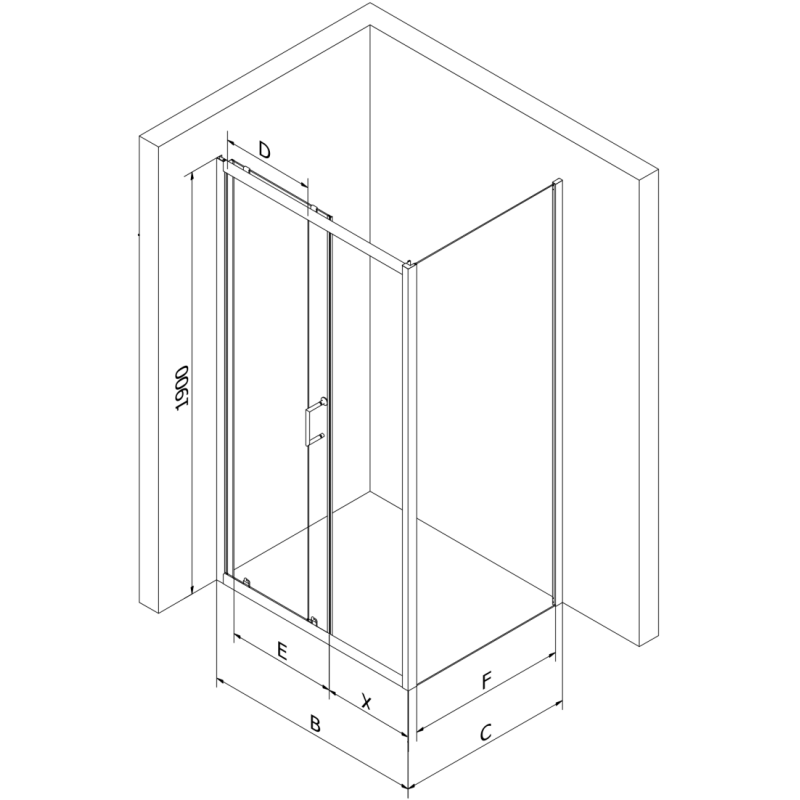 Mexen Apia sliding shower enclosure 90 x 70 cm, transparent, black - 840-090-070-70-00
