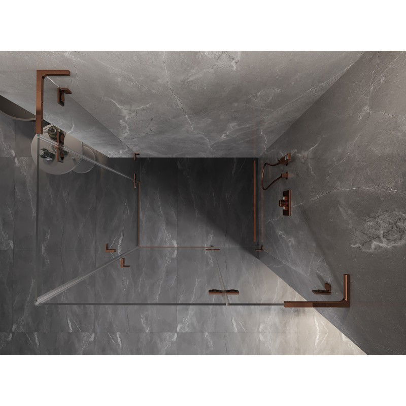 Mexen Lunar L Duo right swing shower cabin 110 x 90 cm, transparent, rose gold - 834L-110P-090L-60-00