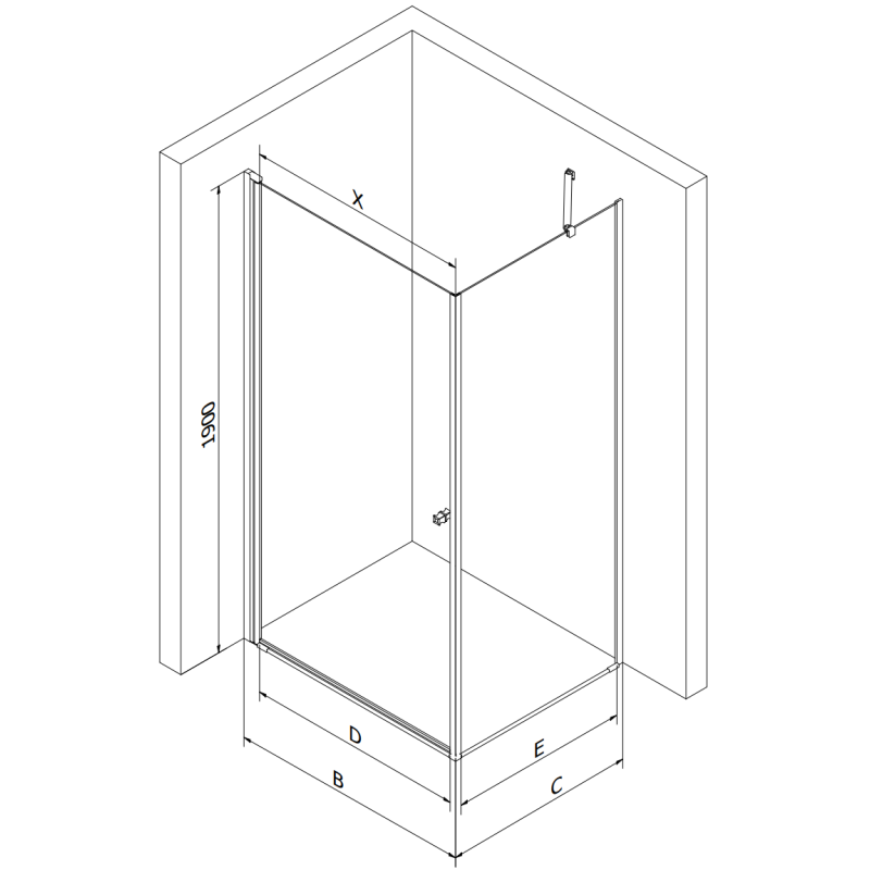Mexen Pretoria swing shower enclosure 80 x 90 cm, transparent, black - 852-080-090-70-00