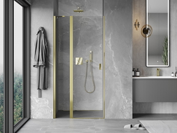 Mexen Mist 70 cm Hinged Shower Door, Transparent, Gold - 8A4-070-000-50-00